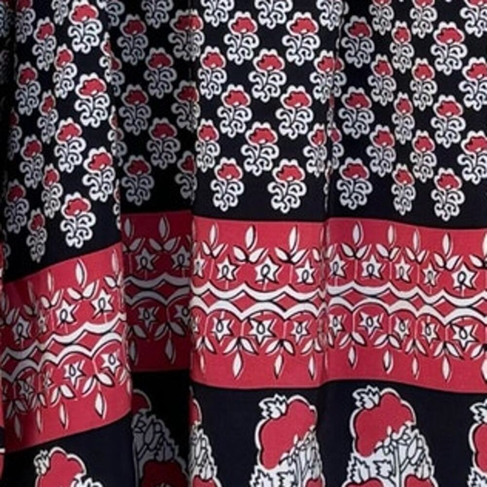 Ulla Johnson Bea Silk Blouse Size 8 Indian Floral Print Tasseled Neck Ties - Picture 4 of 7